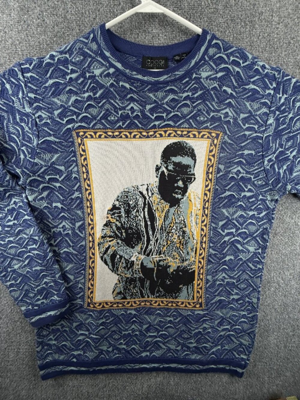 COOGI Australia "art Basel" BIGGIE SMALLS Graphic Blue Limited Ed. Sweater M/L